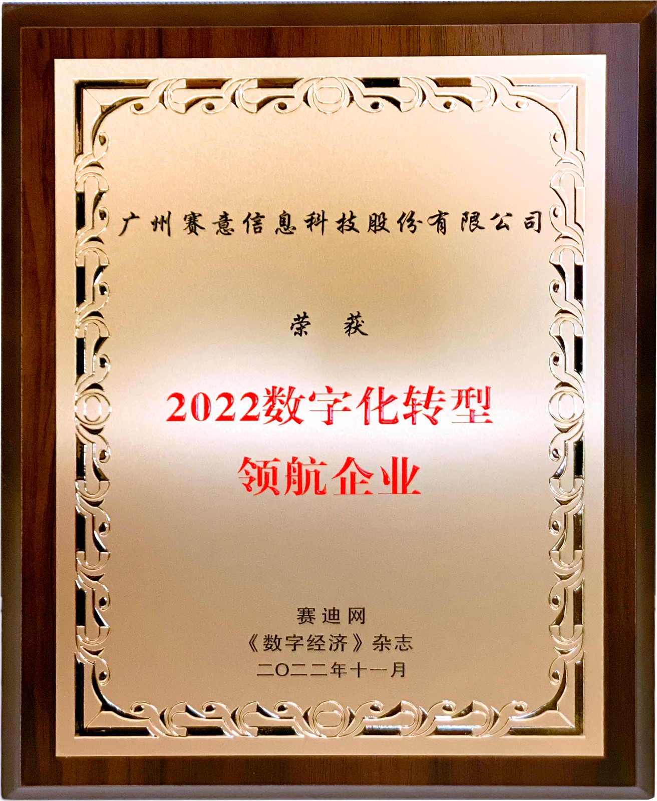 喜訊！賽意信息獲“2022年數字化轉型領航企業”